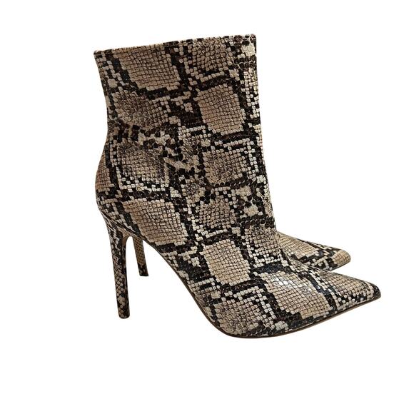Express Snake Print Ankle Booties Size 7.5 NEW Party Neutral Holidays Date Night - Picture 1 of 9
